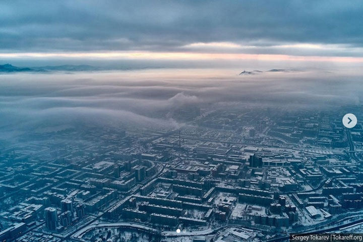 Фото смога в Красноярске, как и в Абакане, пугает многих