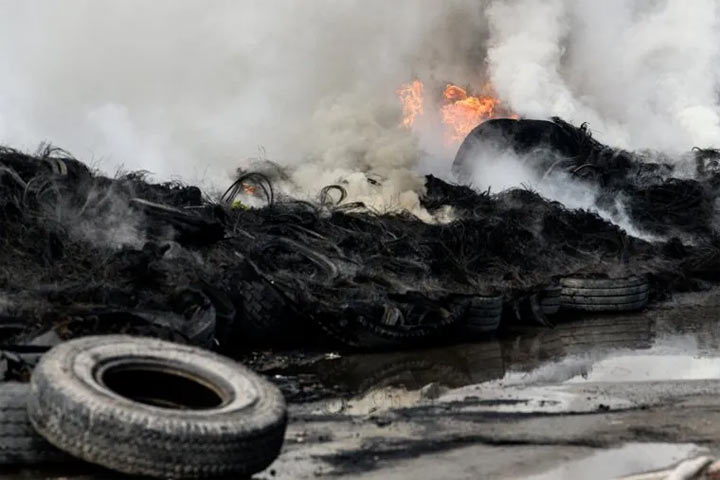 Появилось видео пожара на базе ЧВК «Вагнер» в Краснодаре